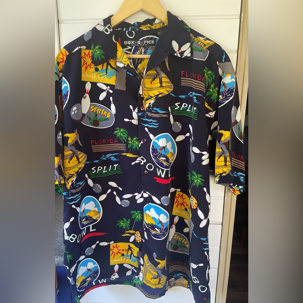 Men's Bowling Shirt - Black Multicolor